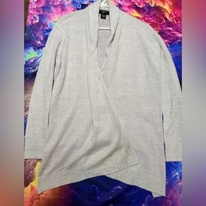 Verve Ami Light Gray Shawl Collar Knit Cardigan